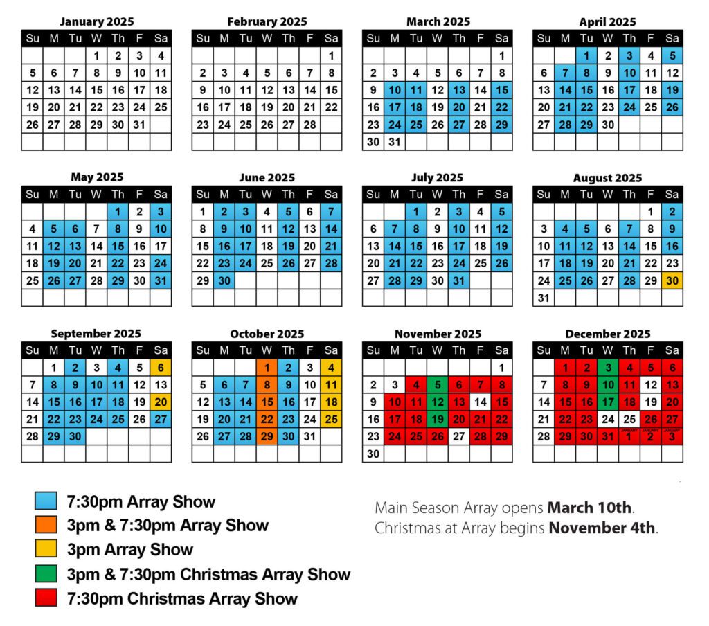 2025 Pigeon Forge Show Calendar